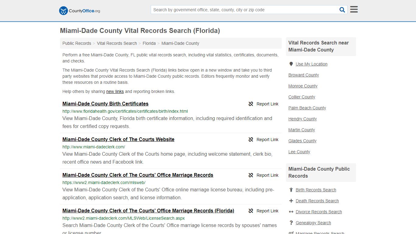 Vital Records Search - Miami-Dade County, FL (Birth, Death ...